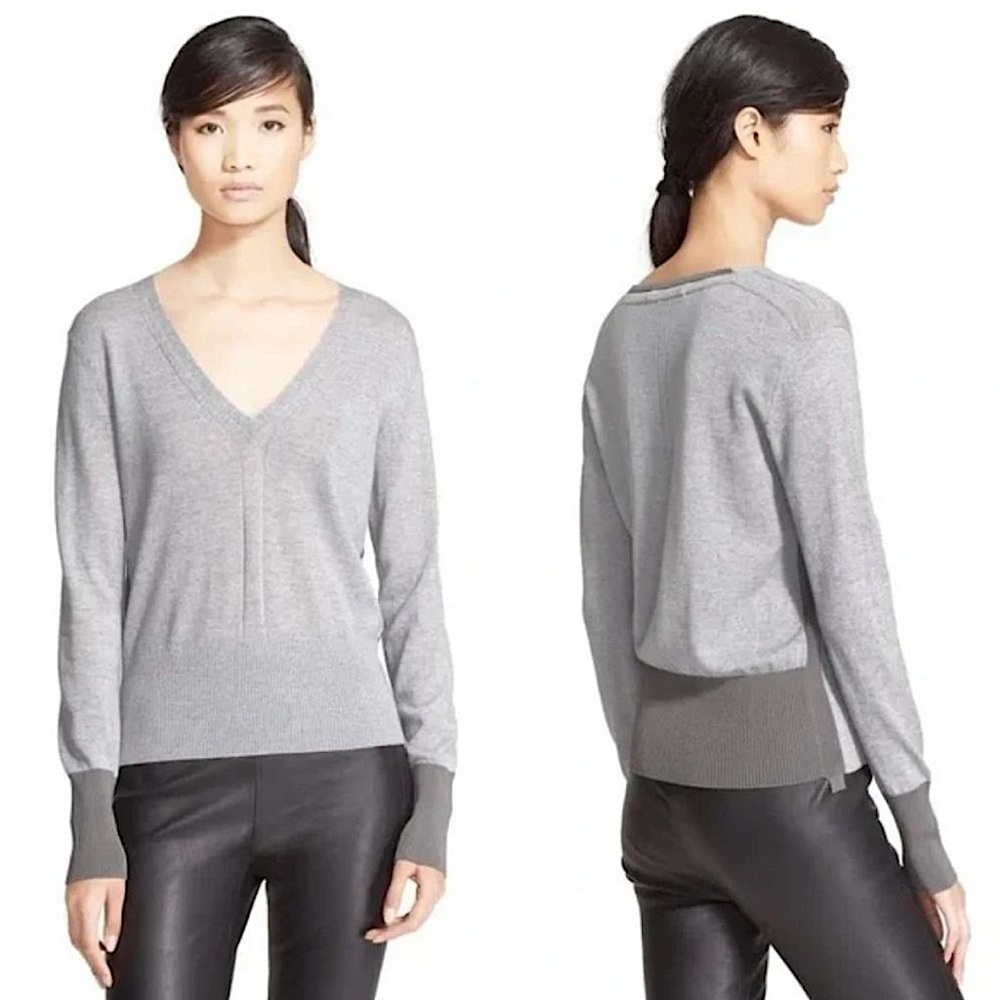 Rag & Bone Jessica Merino Wool Gray V-Neck Pullover Lightweight Sweater Sz Small